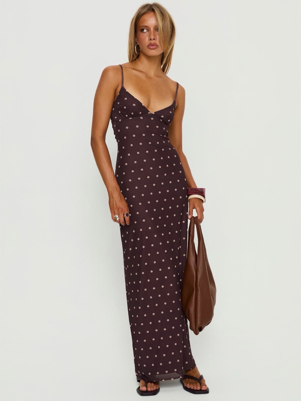 Glass Half Full Mesh Maxi Dress Plum / Pink Polka Dot